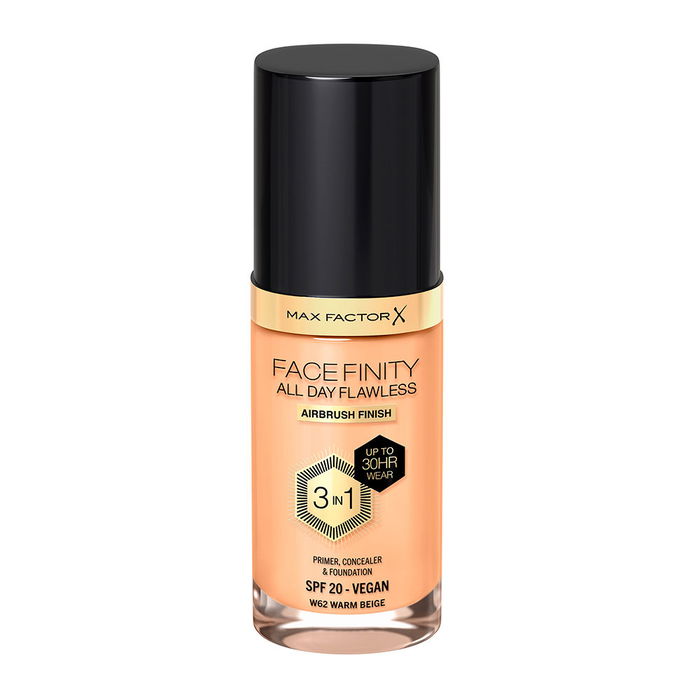 Max Factor Facefinity All Day Flawless 3 In 1 Foundation #W62-Warm Beige 30 ml Max Factor Facefinity All Day Flawless 3 In 1 Foundation #W62-Warm Beige 30 ml
