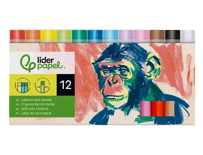 Liderpapel Lápices de cera blanda redonda colores surtidos 12 unidades Liderpapel Lápices de cera blanda redonda colores surtidos 12 unidades