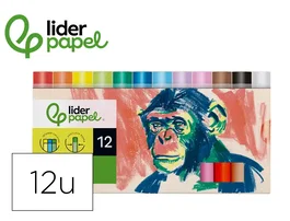 Liderpapel Lápices de cera blanda redonda colores surtidos 12 unidades