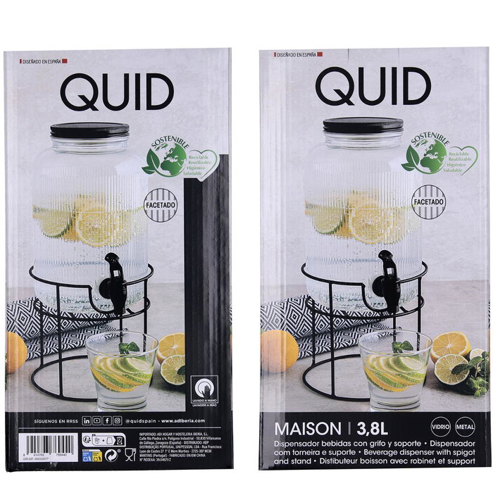 Quid Dispensador de Bebidas Maison Vidrio 4 L Transparente Quid Dispensador de Bebidas Maison Vidrio 4 L Transparente