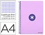 Antartik Cuaderno espiral A4 tapa dura 80 hojas 90gr cuadro 4mm con margen color lavanda