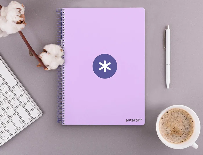 Antartik Cuaderno espiral A4 tapa dura 80 hojas 90gr cuadro 4mm con margen color lavanda