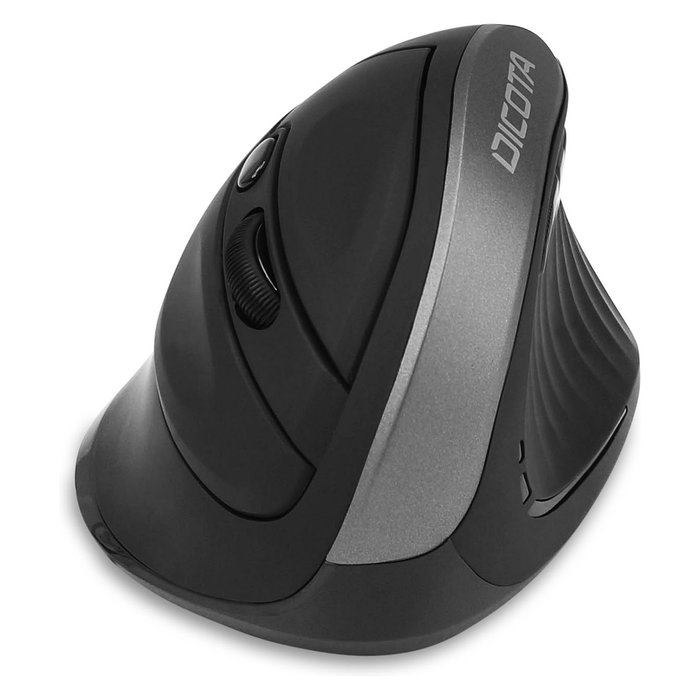 Dicota D31981 Ratón Ergonómico Inalámbrico Bluetooth para Mano Derecha, 5 Botones, 1600 DPI, Negro