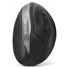 Dicota D31981 Ratón Ergonómico Inalámbrico Bluetooth para Mano Derecha, 5 Botones, 1600 DPI, Negro