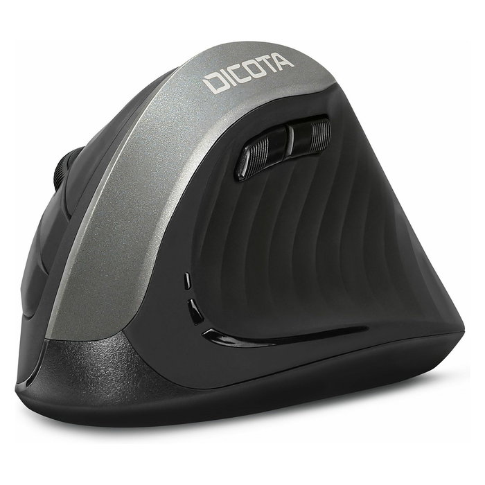Dicota D31981 Ratón Ergonómico Inalámbrico Bluetooth para Mano Derecha, 5 Botones, 1600 DPI, Negro