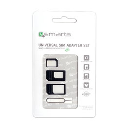 4smarts Adaptador Universal para Tarjetas SIM Set de 3 Piezas - Micro-SIM, Nano-SIM, SIM Completa
