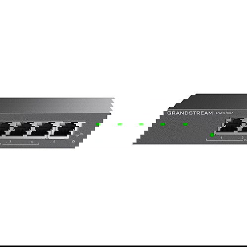 Grandstream GWN7700P Switch 5 Puertos 4 Puertos PoE+ Gigabit Ethernet No Administrado Grandstream GWN7700P Switch 5 Puertos 4 Puertos PoE+ Gigabit Ethernet No Administrado