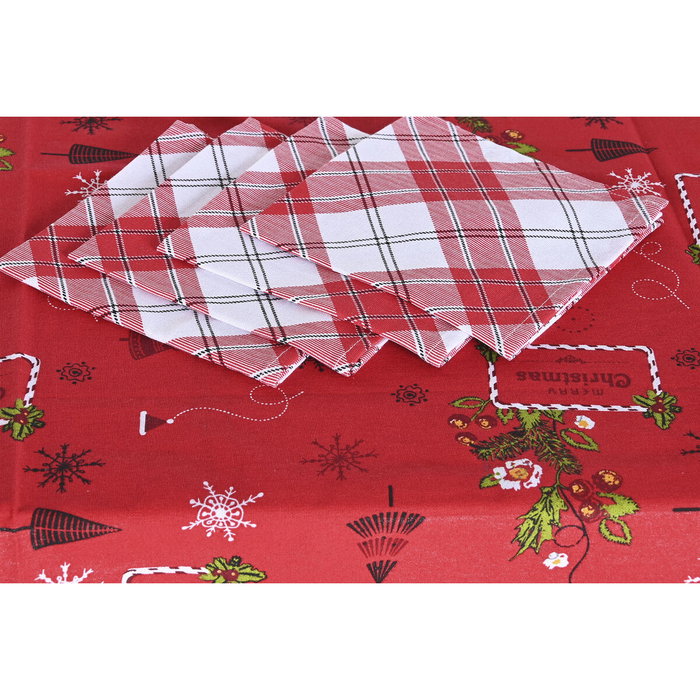 DKD Home Decor Set de Mantel y Servilletas de Algodón para 4 Servicios