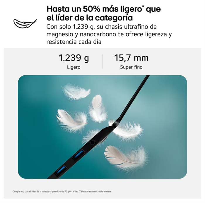 LG Gram 16Z90TL-G.AU85BN con Intel Core Ultra 7, 32 GB RAM y 512 GB SSD