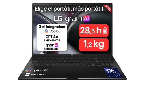 LG Gram 16Z90TL-G.AU85BN con Intel Core Ultra 7, 32 GB RAM, 512 GB SSD y pantalla de 16 pulgadas