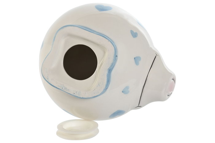 DKD Home Decor Hucha Cerdo Azul Rosa Blanco Dolomita 13 x 12 x 15 cm (2 Unidades)