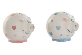 DKD Home Decor Hucha de Cerdo en Dolomita Surtido de 2 Unidades