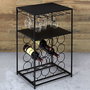 Home Deco Factory Botellero Para 16 Botellas Essentiel Con Raíles Para Copas y Función De Mesa Auxiliar 45x35x70 cm