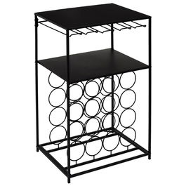 Home Deco Factory Botellero Para 16 Botellas Essentiel Con Raíles Para Copas y Función De Mesa Auxiliar 45x35x70 cm