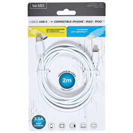 Be Mix Cable 3.0A USB Tipo C a iPhone de 2 metros