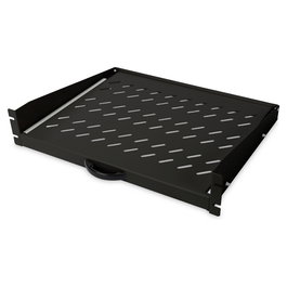 Digitus Estante Extraíble para Montaje Fijo 483mm (19") Rack Metal Acero Negro Capacidad 2U Montaje en Carril Perfil 30 kg