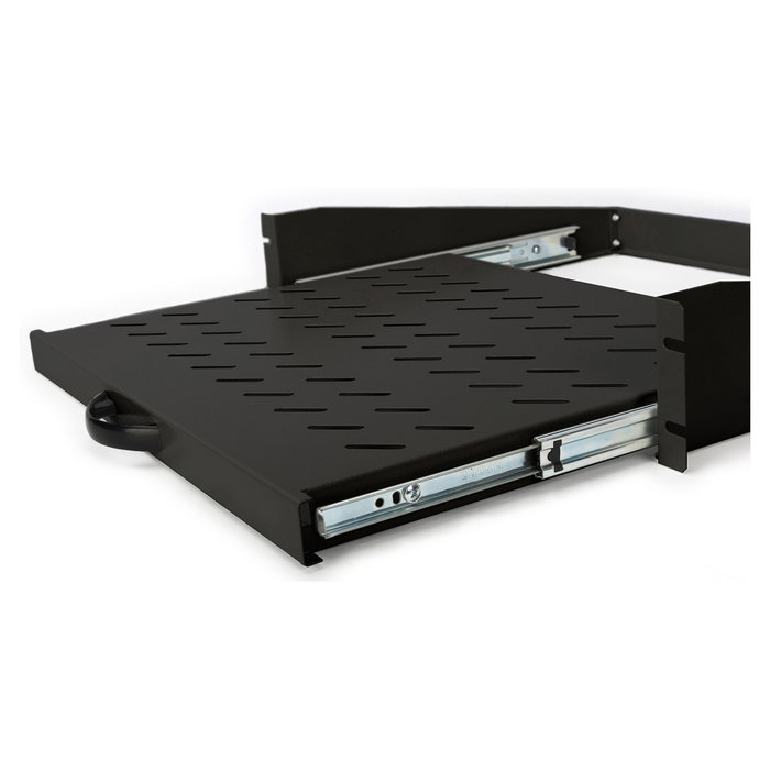 Digitus Estante Extraíble para Montaje Fijo 483mm (19") Rack Metal Acero Negro Capacidad 2U Montaje en Carril Perfil 30 kg