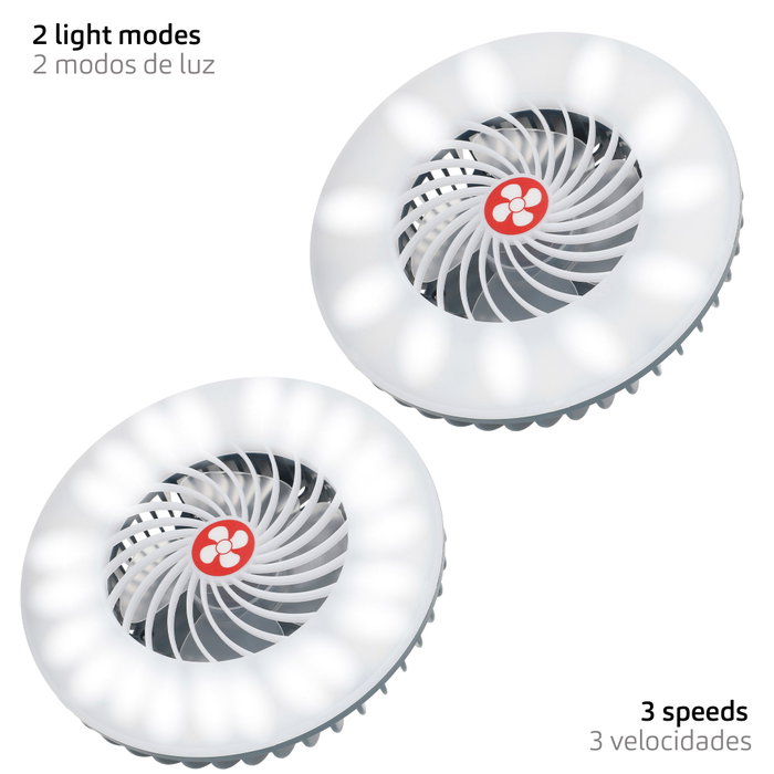 Aktive Lámpara LED portátil recargable con ventilador y cargador USB