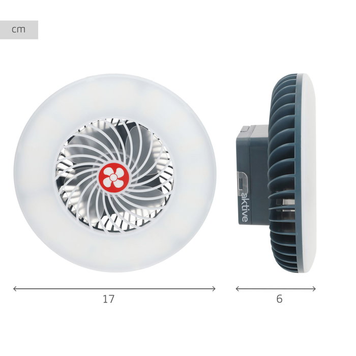 Aktive Lámpara LED portátil recargable con ventilador y cargador USB