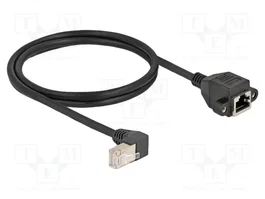 DeLOCK Cable de extensión de red Cat.6A S/FTP RJ45 90° a RJ45 hembra 1 m negro