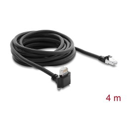 DeLOCK Cable Ethernet Cat6 S/FTP 4 m con Conector RJ45 Angular de 90° y Tornillos para Cámaras GigE