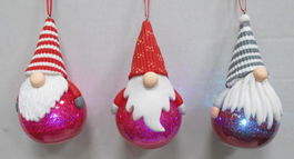 DKD Home Decor Decoración Colgante Navidad Fantasia Rojo Gris PVC Led 6.6 x 11.5 x 6.6 cm (12 Unidades)