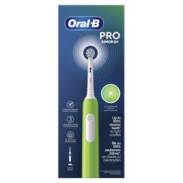 Oral-B 8006540743027 Cepillo Dental Giratorio Junior para Niño, Verde, 3 Modos (Diario, Sensible, Blanqueador), Suave, Temporizador 2 Minutos, Recargable