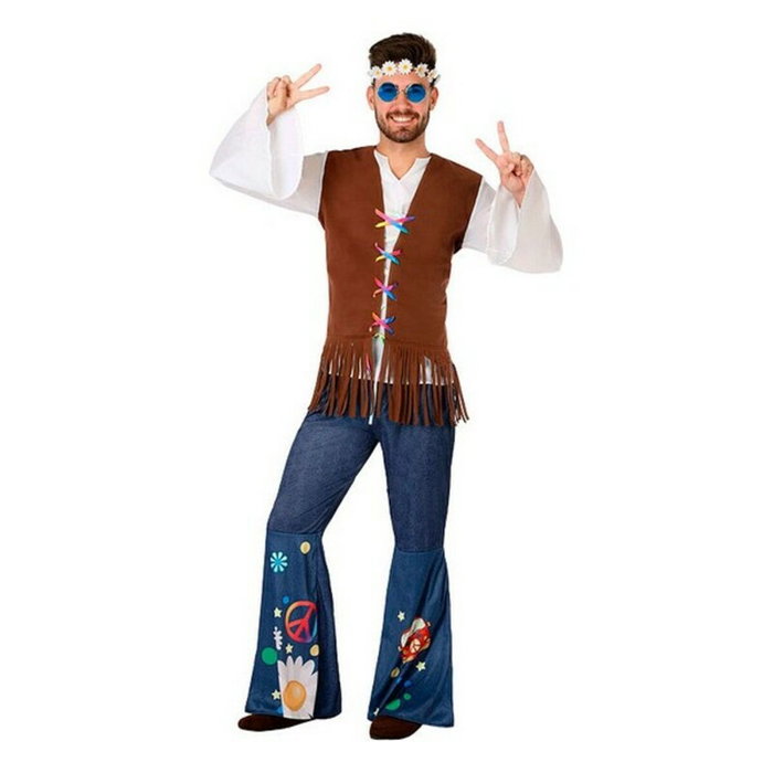 Atosa Disfraz Hippie Hombre Flower Power Años 60 Camiseta y Chaleco XXL Atosa Disfraz Hippie Hombre Flower Power Años 60 Camiseta y Chaleco XXL