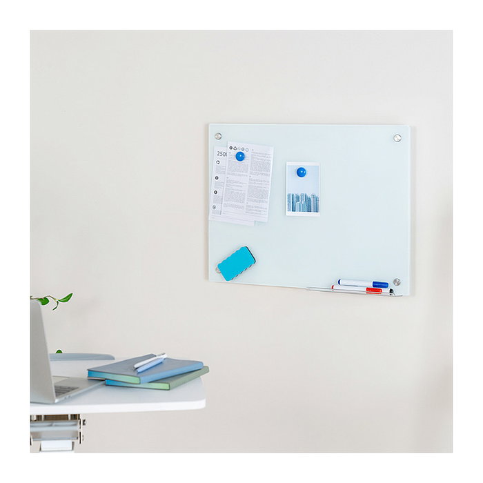 LogiLink Pizarra Blanca de Cristal para Montaje en Pared 60x45 cm