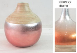 DKD Home Decor Jarrón Nácar Bambú Bicolor Natural