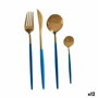 Set de Cubiertos Kinvara Azul Dorado Acero Inoxidable (12 Unidades)