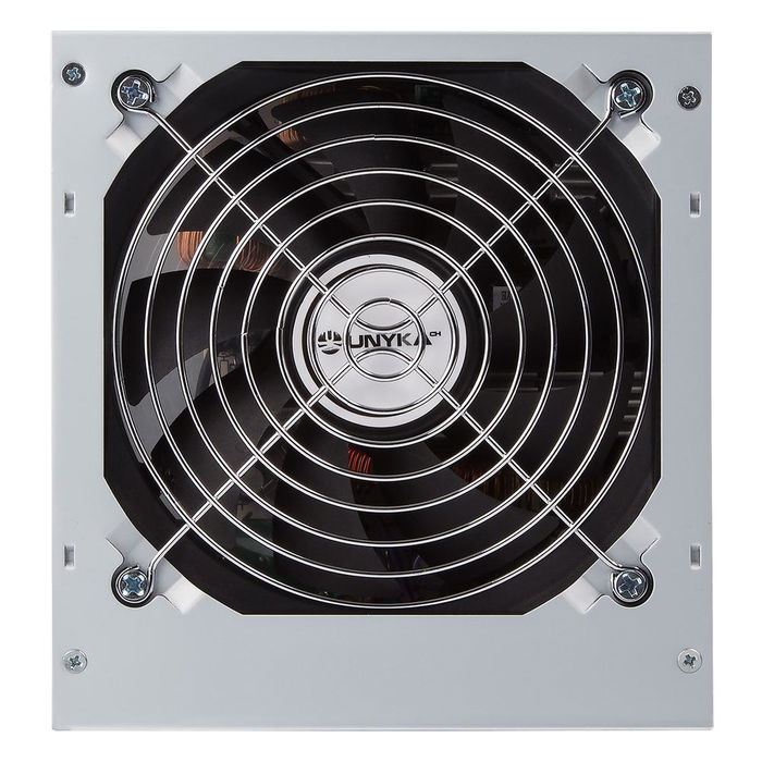 Unykach 52038 Fuente de Alimentación ATX 350W 80 PLUS Bronze, PFC Activo, Ventilador de 12cm, Conectores 1x PCIe (6+2 pines), 3x SATA, 3x Molex