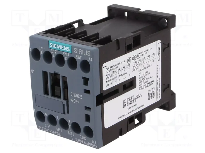 SIEMENS 3RT2017-1AP02 Contactor 3-polar 12A 230VAC SIEMENS 3RT2017-1AP02 Contactor 3-polar 12A 230VAC