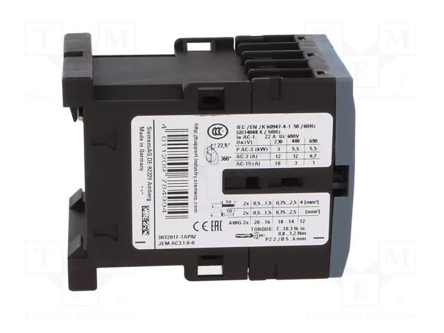 SIEMENS 3RT2017-1AP02 Contactor 3-polar 12A 230VAC SIEMENS 3RT2017-1AP02 Contactor 3-polar 12A 230VAC