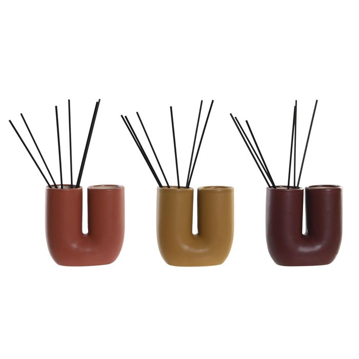 DKD Home Decor Ambientador Mikado Gres 100 ml con Jarrones de Gres, Pack de 3