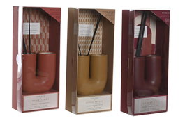 DKD Home Decor Ambientador Mikado Gres 100 ml con Jarrones de Gres, Pack de 3