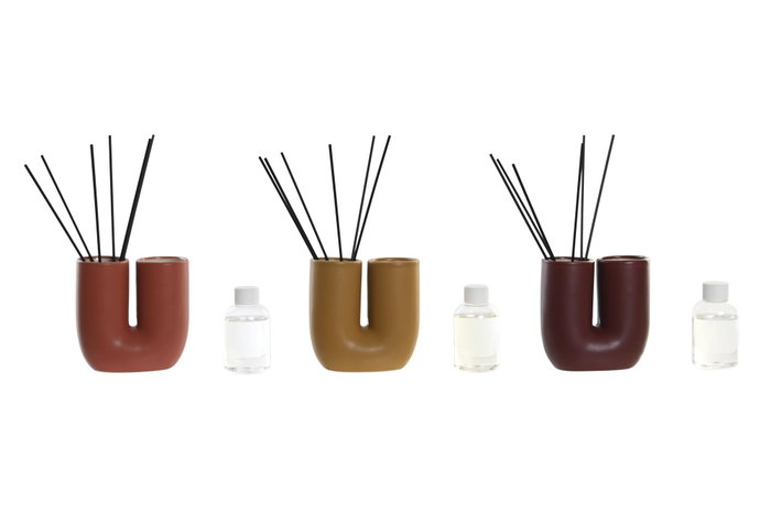 DKD Home Decor Ambientador Mikado Gres 100 ml con Jarrones de Gres, Pack de 3