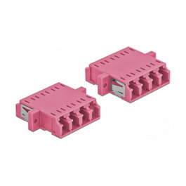 DeLOCK Acoplador de Fibra Óptica LC Quad Hembra a LC Quad Hembra Multimodo OM3, 2 unidades, Violeta