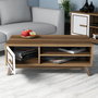Hanah Home Conjunto Muebles Salón Nogal y Blanco con Mueble TV 160cm, Estantería y Mesa Centro, Melamina 18mm