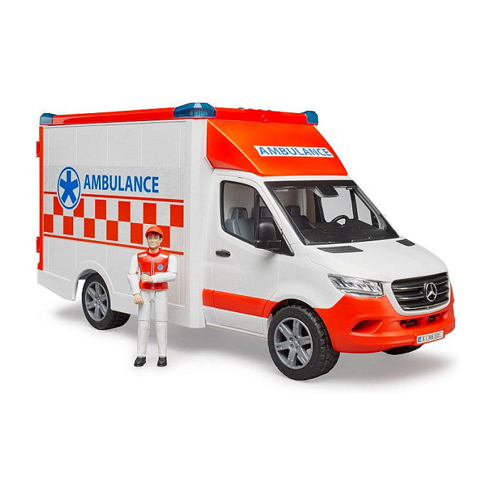 Bruder MB Sprinter Ambulanz con Conductor (Naranja/Blanco) Bruder MB Sprinter Ambulanz con Conductor (Naranja/Blanco)