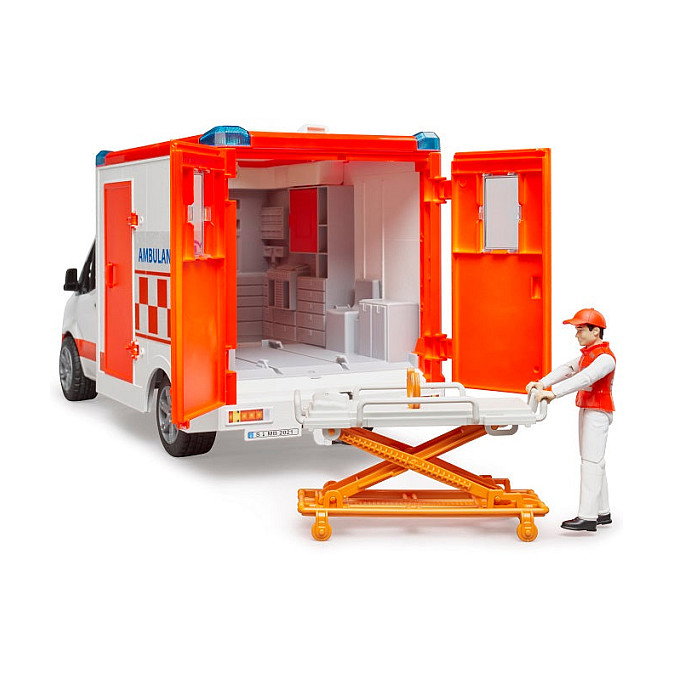 Bruder MB Sprinter Ambulanz con Conductor (Naranja/Blanco) Bruder MB Sprinter Ambulanz con Conductor (Naranja/Blanco)