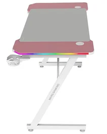 Mars Gaming Mesa Gaming MGDX120RGBP Rosa con Iluminación ARGB y Alfombrilla XXL, Escritorio Gamer Ergonómico 120x60cm