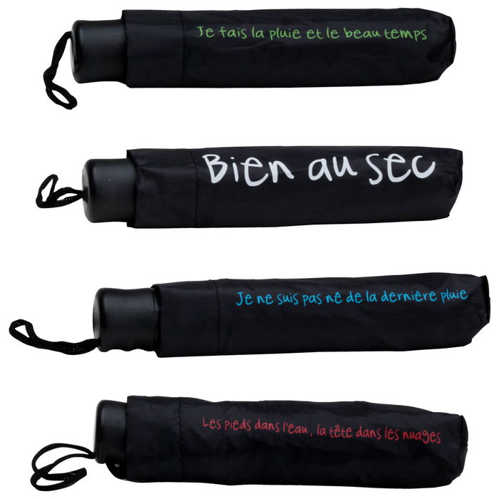 Entre Temps Paraguas Surtido Apertura Manual Diámetro 87 cm con Frases en Francés Surtidas