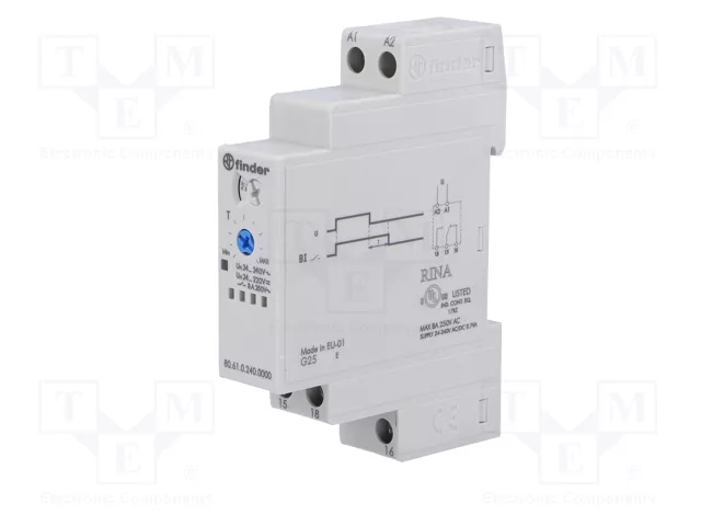 FINDER Relé de tiempo Serie 80, SPDT, 24-240V AC/DC
