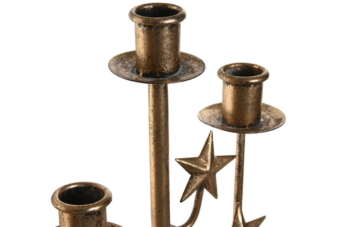 DKD Home Decor Candelabro Navidad Moderna Dorado Metal 9 x 37 x 21 cm (2 Unidades)