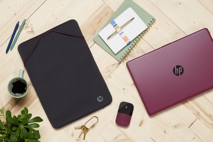 HP - Funda Reversible Protectora para Portátil 15.6 Pulgadas Color Malva - Cierre sin Cremallera y Lavable