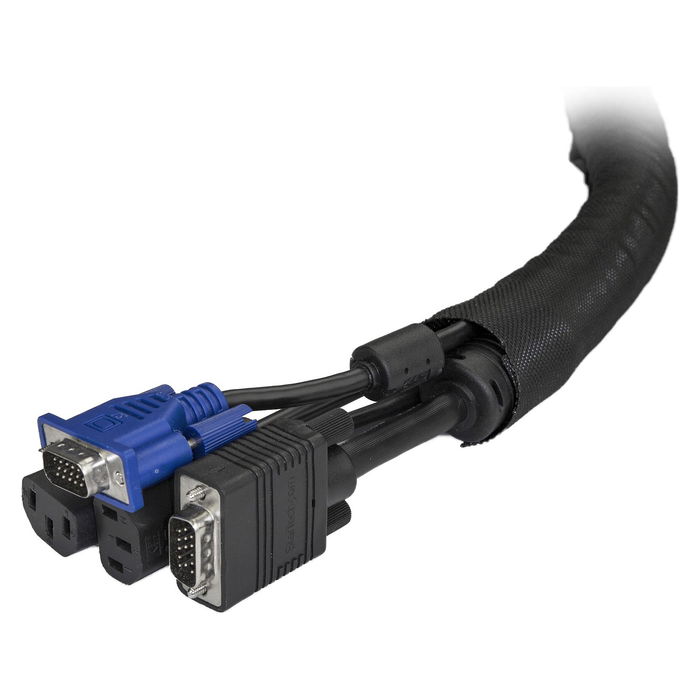 StarTech Manga de Gestión de Cables 2m - Pasacables, Envoltura Espiral Expandible 25mm, Negro, Nylon/Poliéster, Protector de Cables