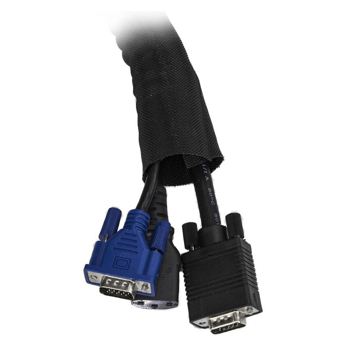 StarTech Manga de Gestión de Cables 2m - Pasacables, Envoltura Espiral Expandible 25mm, Negro, Nylon/Poliéster, Protector de Cables