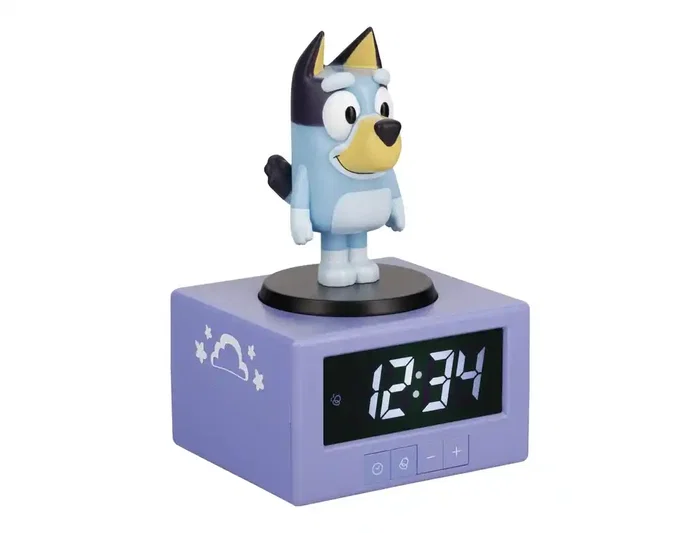 Wondee Despertador Bluey Icon con Luces y Canción - Figurita, Luz Nocturna y Función de Alarma, 15.6 cm, para Niños