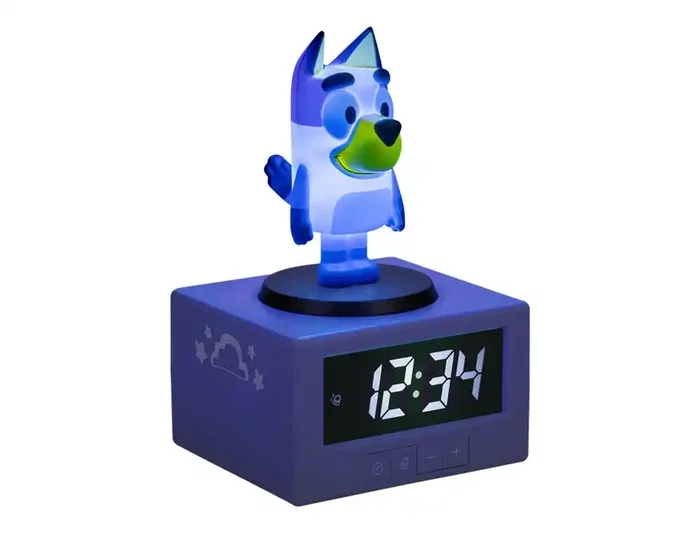 Wondee Despertador Bluey Icon con Luces y Canción - Figurita, Luz Nocturna y Función de Alarma, 15.6 cm, para Niños